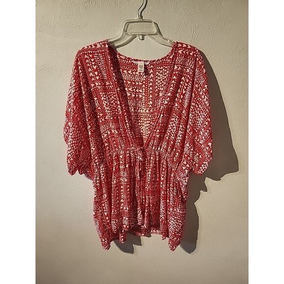 Victorias Secret Red White Hearts Kimono Wrap Sheer Robe One Size Valentines - Picture 1 of 5